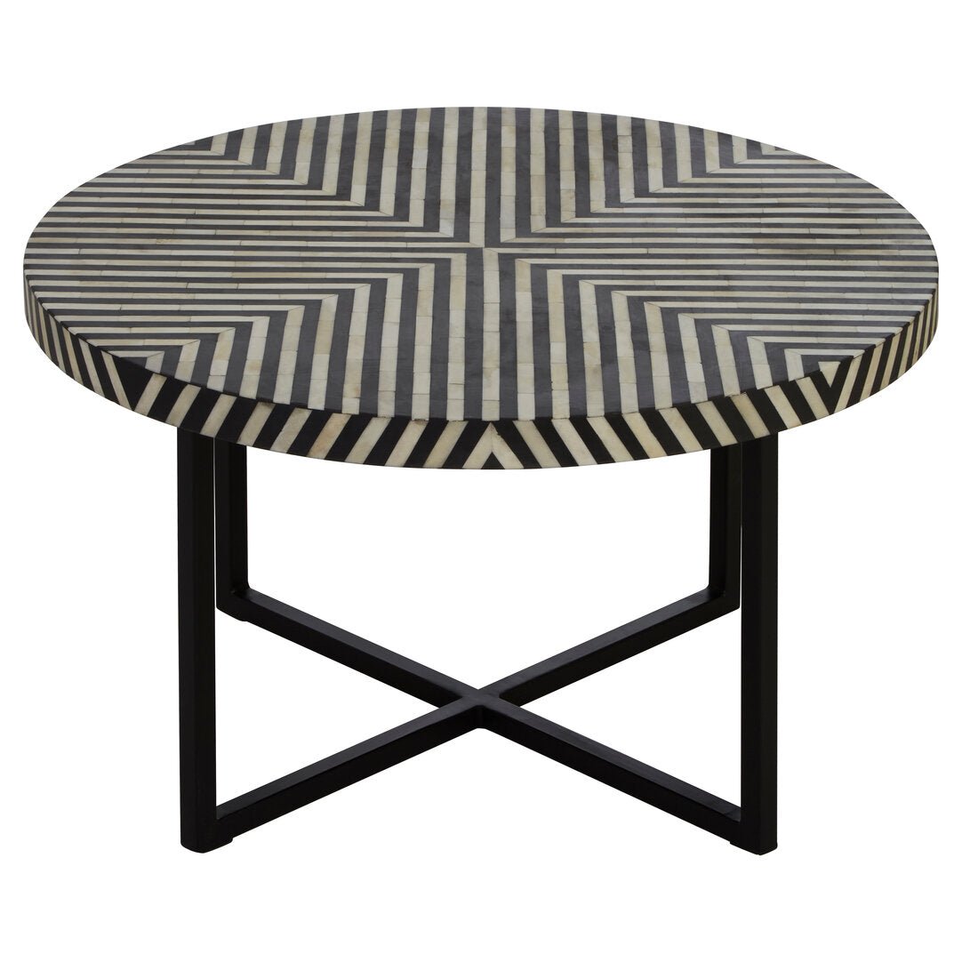 Indie Bone Inlay Coffee Table with Metal Legs