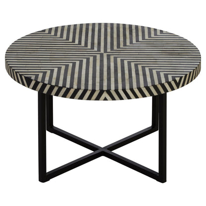 Indie Bone Inlay Coffee Table with Metal Legs