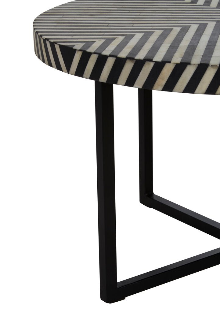 Indie Bone Inlay Coffee Table with Metal Legs