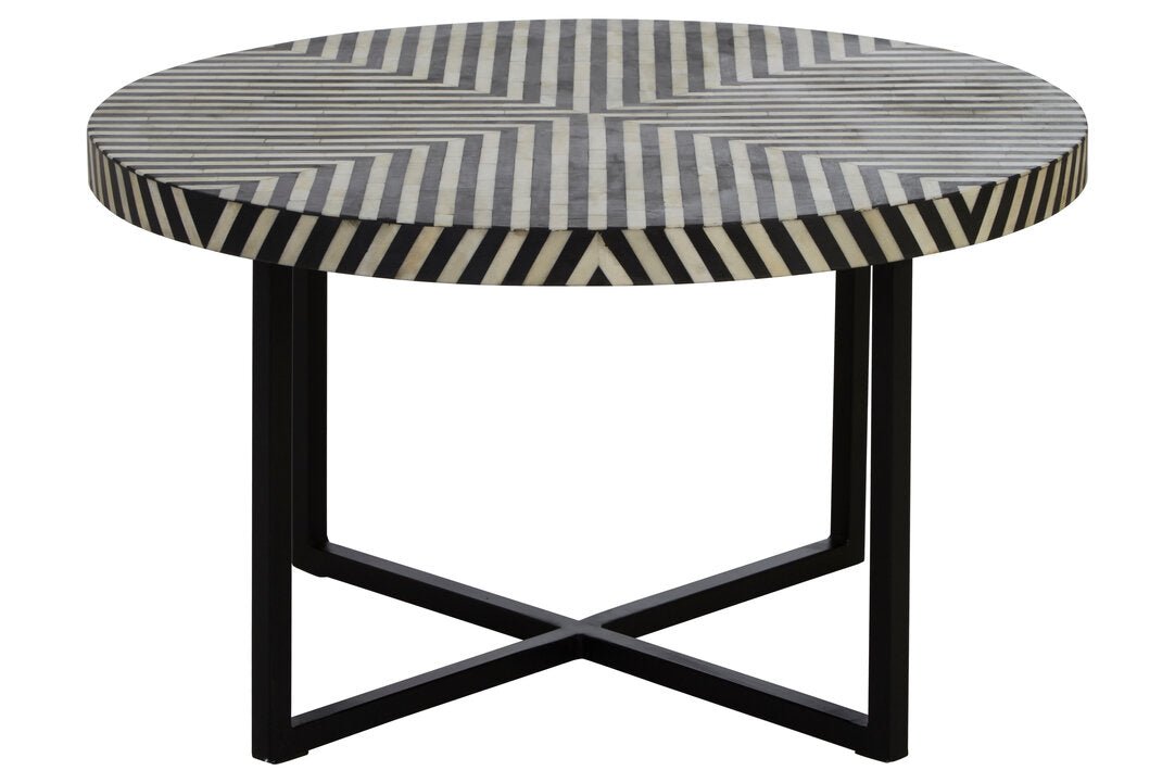 Indie Bone Inlay Coffee Table with Metal Legs