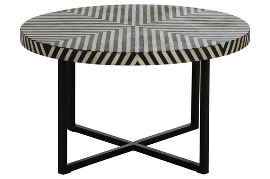 Indie Bone Inlay Coffee Table with Metal Legs