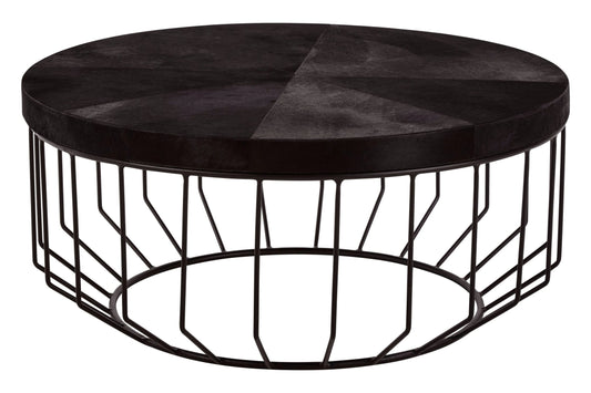 Chelsea Townhouse Black Hair On Leather Round Coffee Table