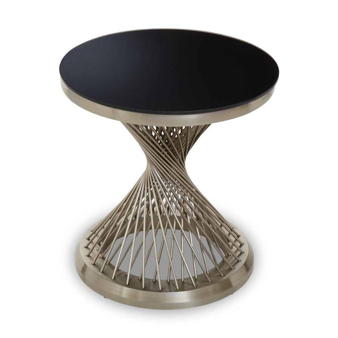Sorrento Hourglass Side Table with Silver Base