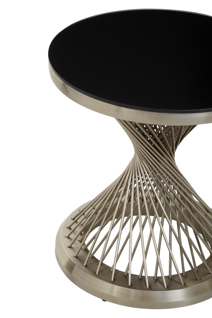 Sorrento Hourglass Side Table with Silver Base