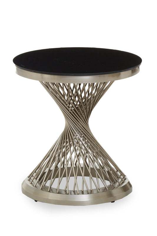 Sorrento Hourglass Side Table with Silver Base