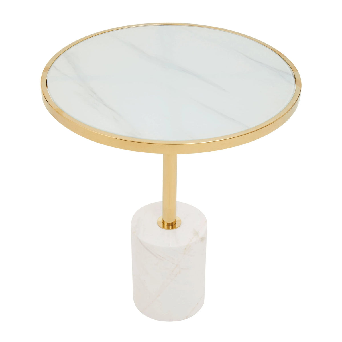 Lumina White Marble Round Side Table