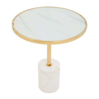 Lumina White Marble Round Side Table
