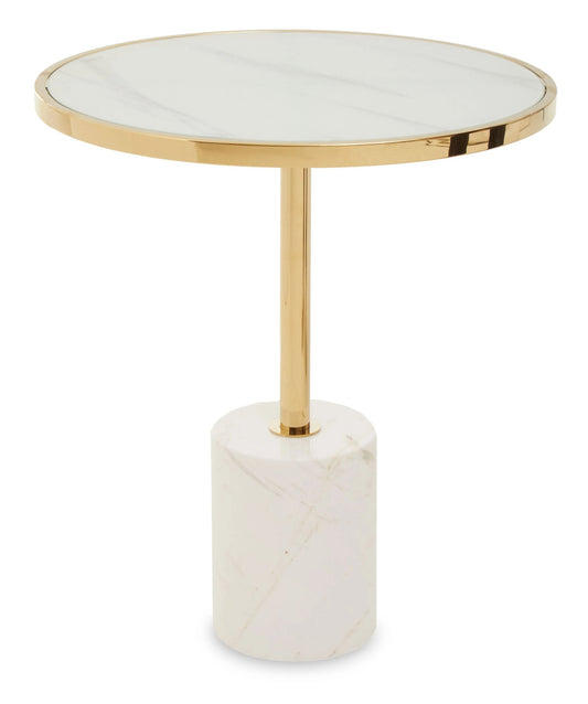 Lumina White Marble Round Side Table
