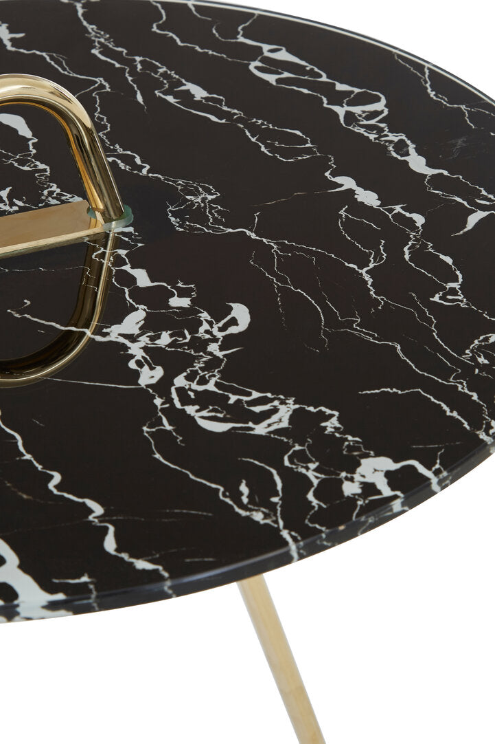 Lumina Black Marble Effect Top End Table