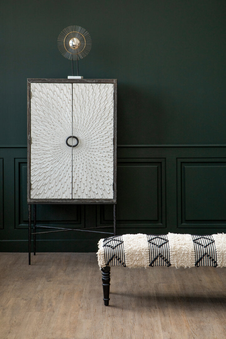 Serene Black And White Moroccan Bench