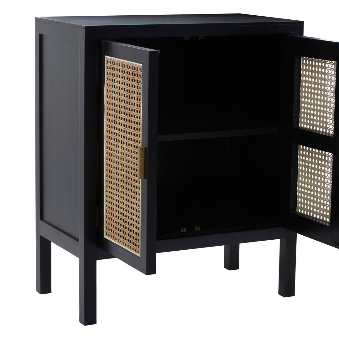 Via Black Sideboard with Two Rattan Doors