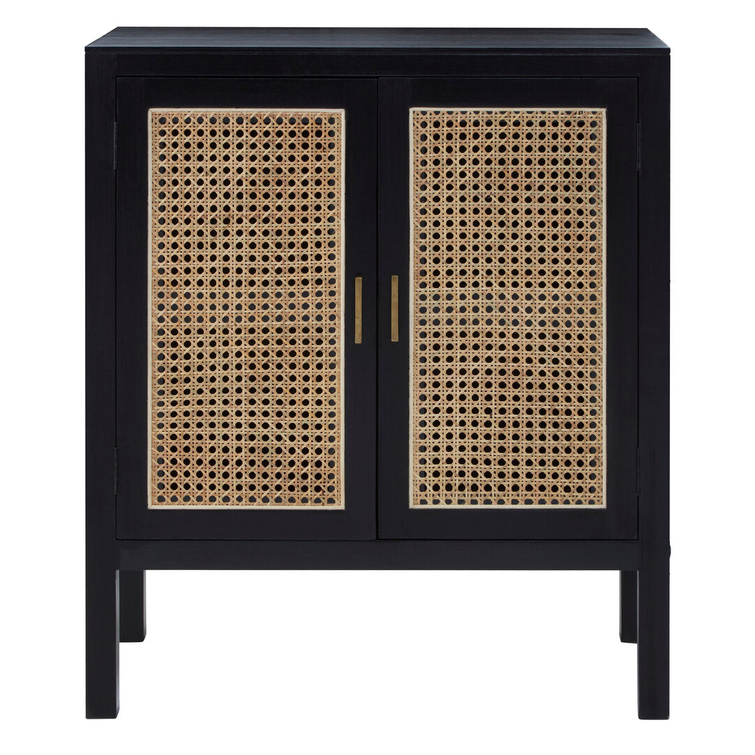 Via Black Sideboard with Two Rattan Doors
