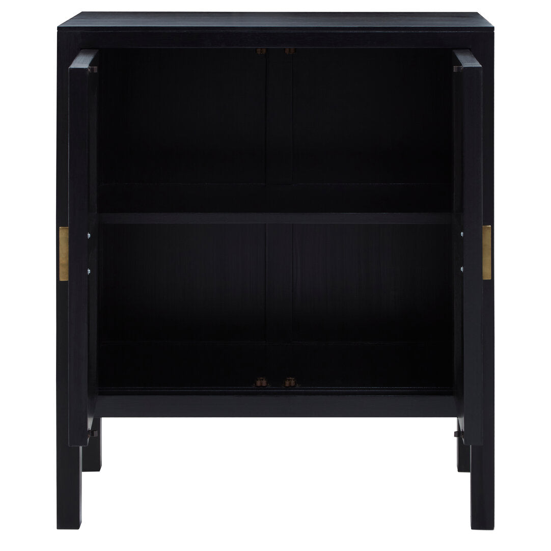 Via Black Sideboard with Two Rattan Doors