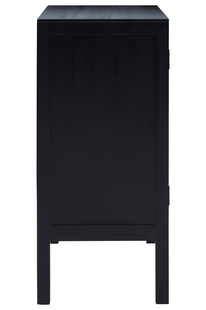 Via Black Sideboard with Two Rattan Doors