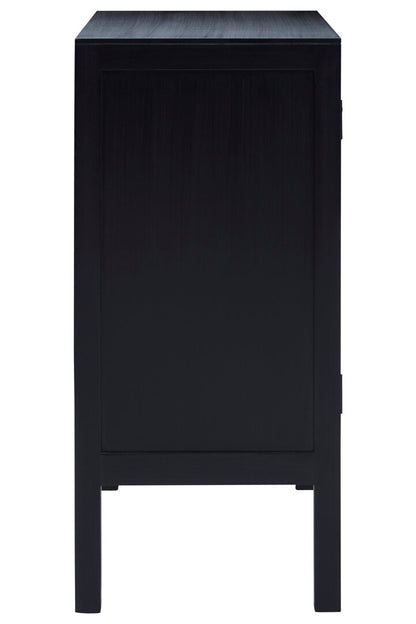 Via Black Sideboard with Two Rattan Doors