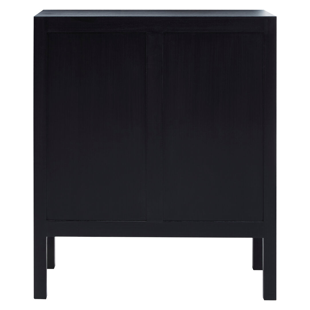 Via Black Sideboard with Two Rattan Doors