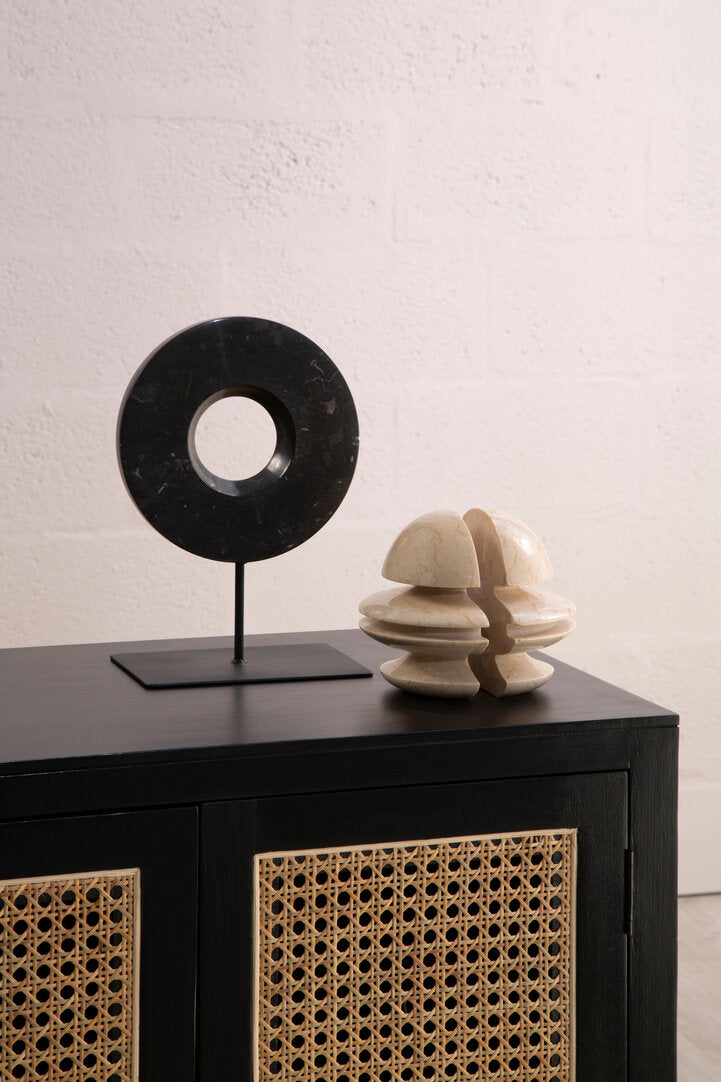 Via Black Sideboard with Two Rattan Doors