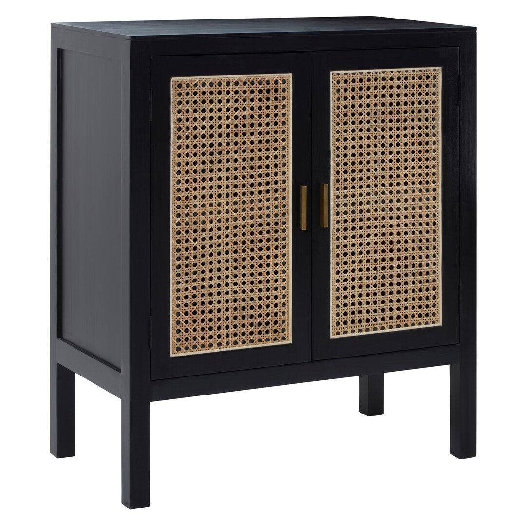 Via Black Sideboard with Two Rattan Doors