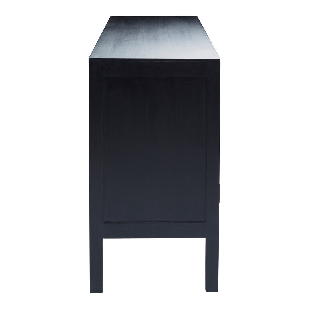 Via Black Sideboard with 3 Rattan Doors