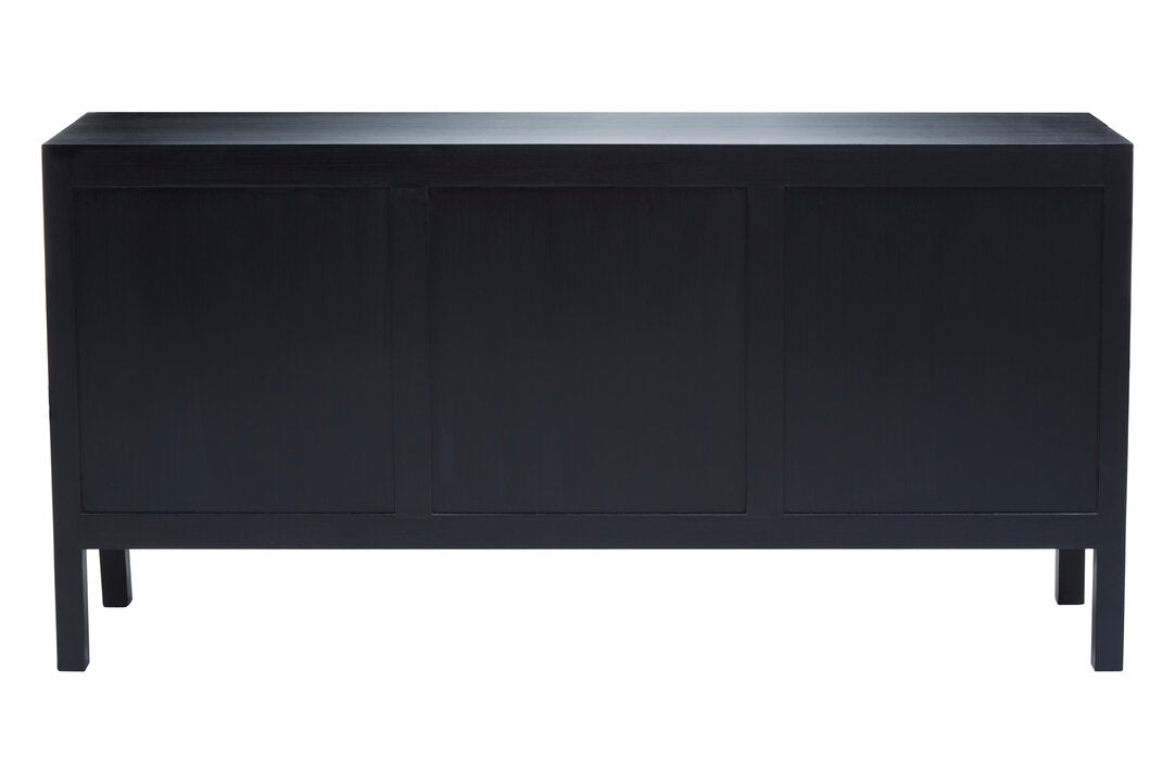 Via Black Sideboard with 3 Rattan Doors