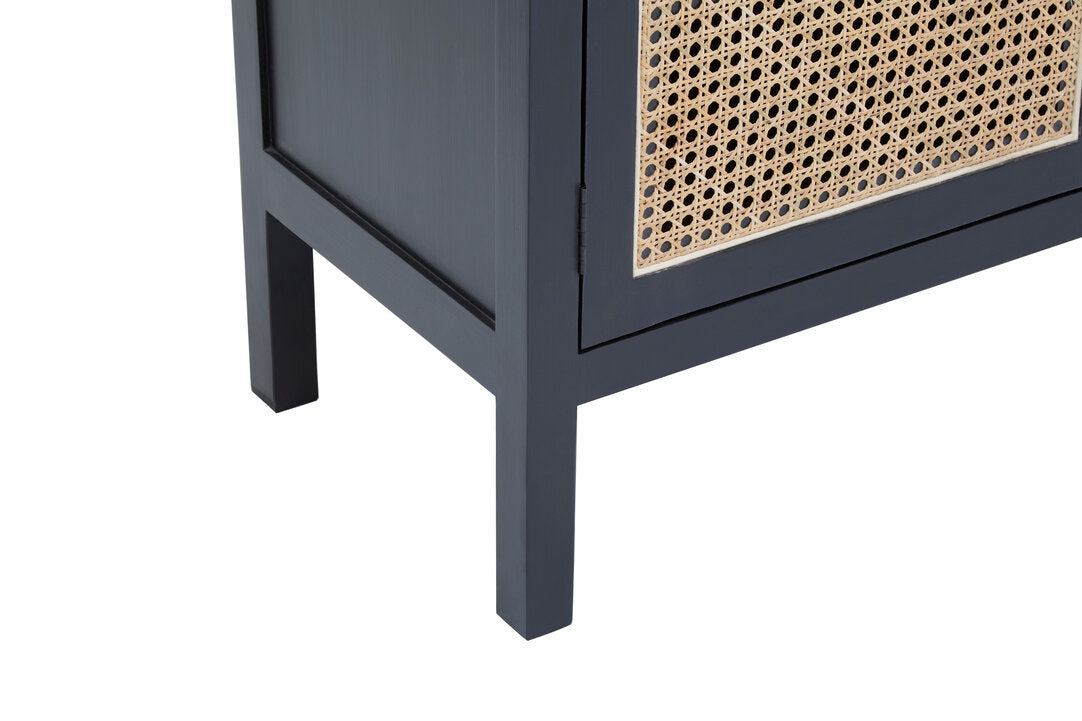 Via Black Sideboard with 3 Rattan Doors
