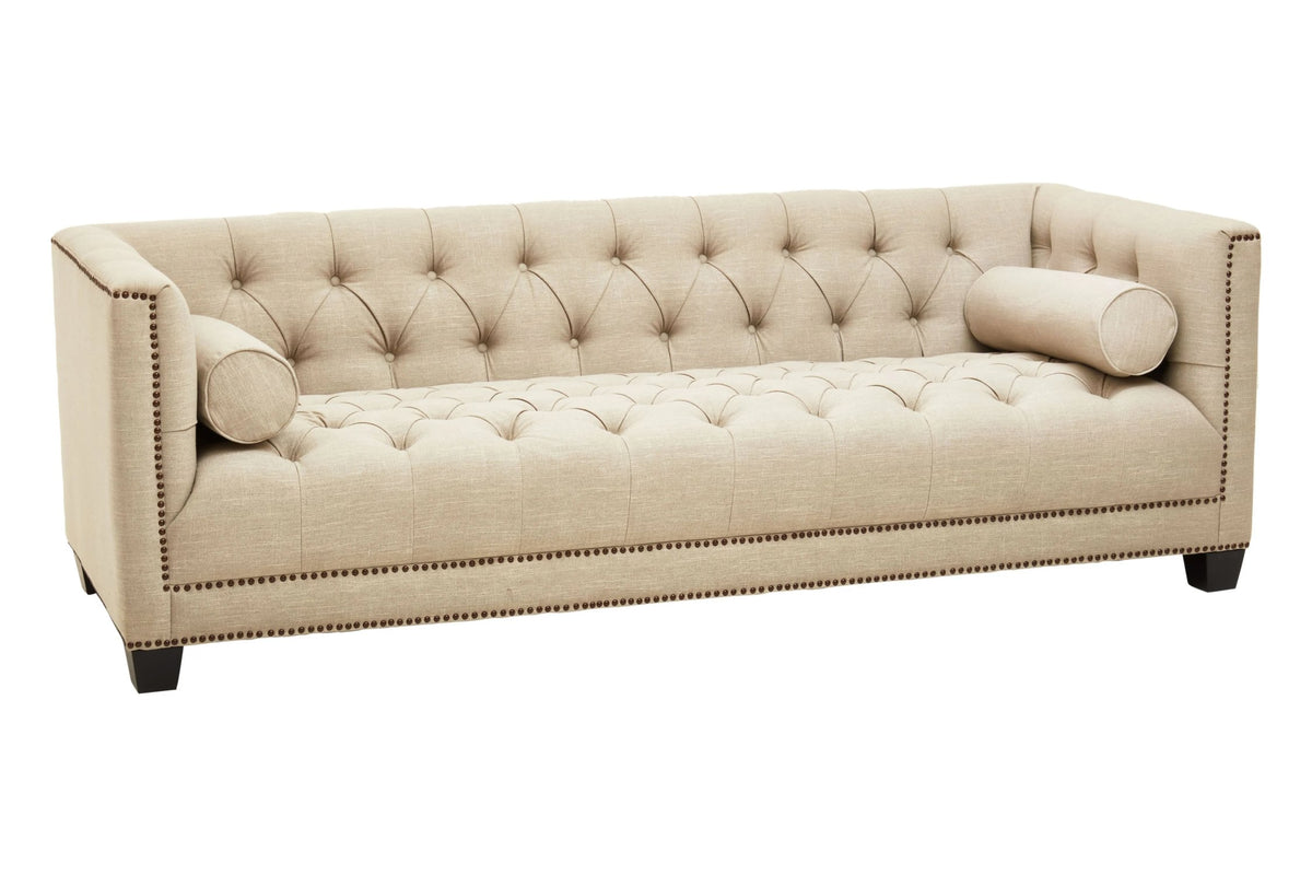 Cavendish Stone Fabric 3 Seat Modern Chesterfield Sofa