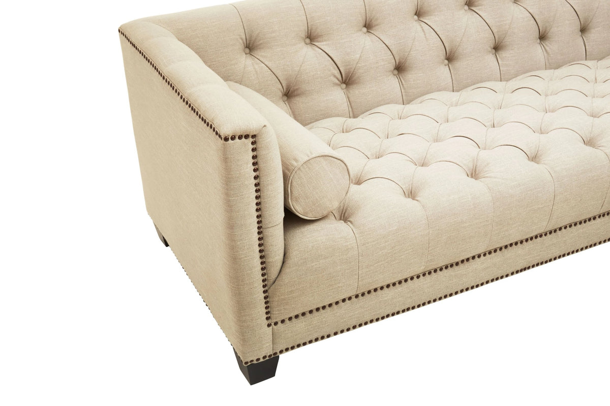 Cavendish Stone Fabric 3 Seat Modern Chesterfield Sofa