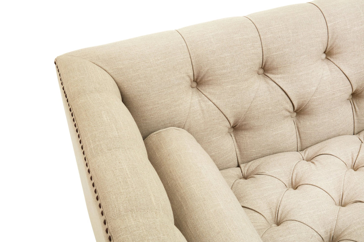 Cavendish Stone Fabric 3 Seat Modern Chesterfield Sofa