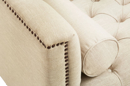 Cavendish Stone Fabric 3 Seat Modern Chesterfield Sofa