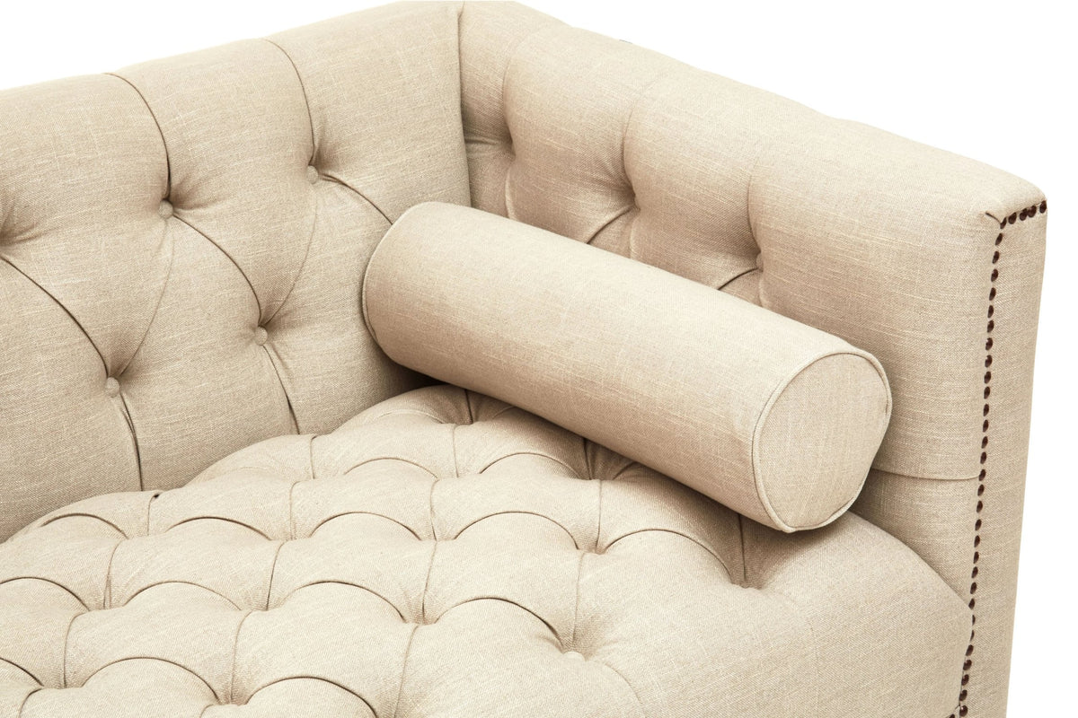 Cavendish Stone Fabric 3 Seat Modern Chesterfield Sofa