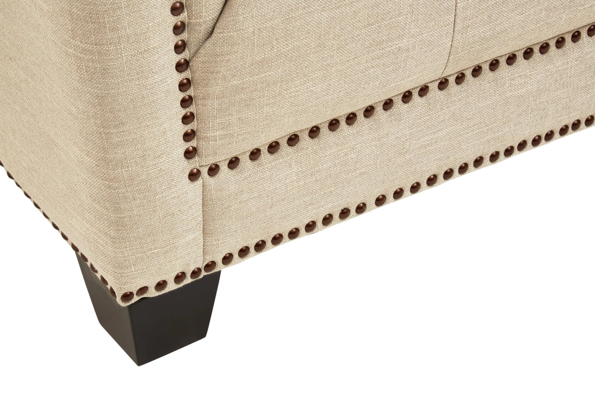 Cavendish Stone Fabric 3 Seat Modern Chesterfield Sofa