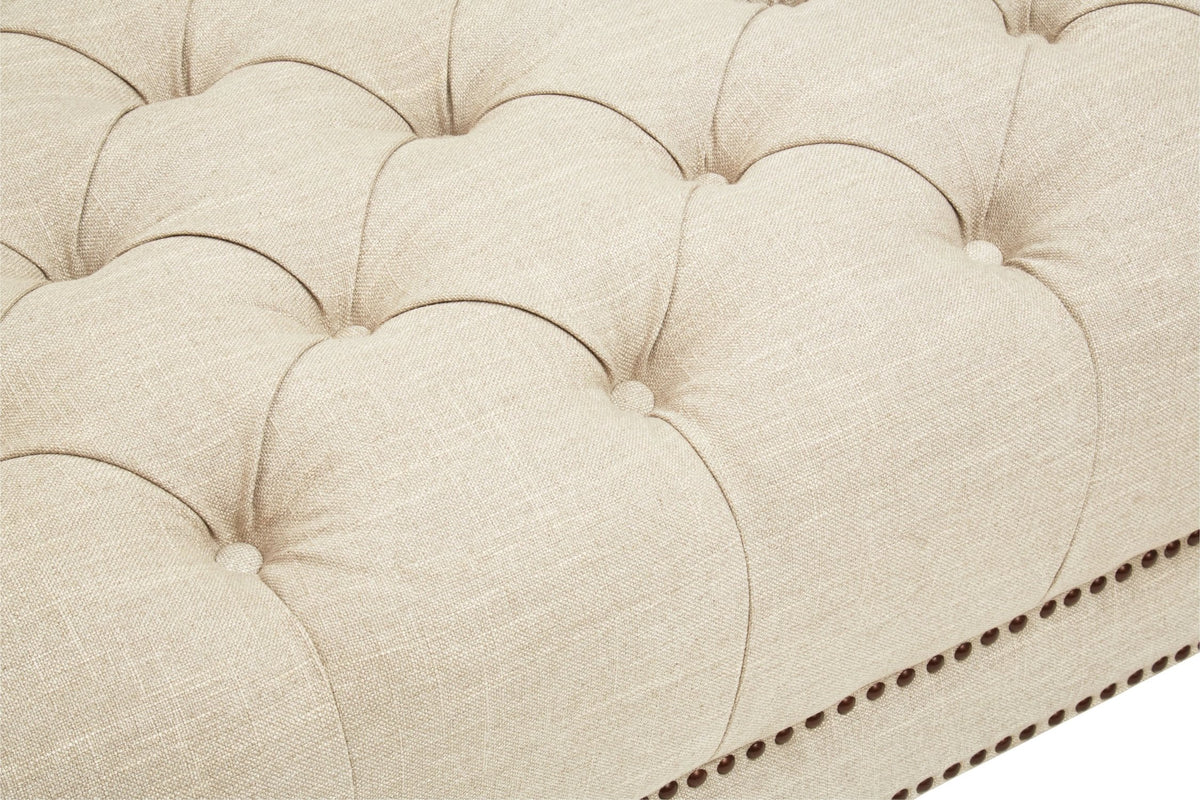 Cavendish Stone Fabric 3 Seat Modern Chesterfield Sofa