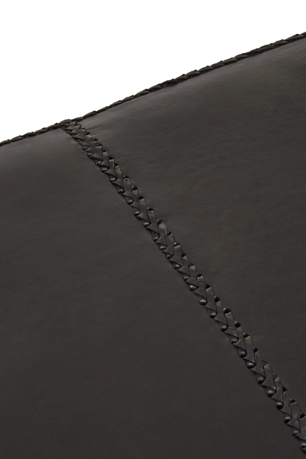 Andes Black Leather Bench with Teak Wood Legs