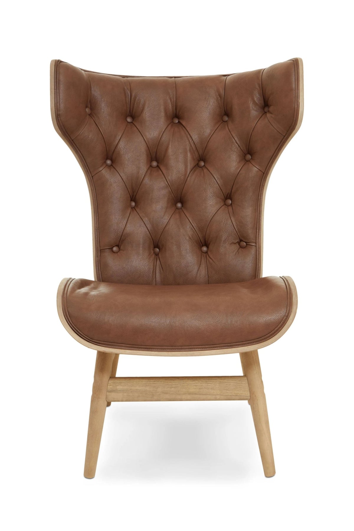 Ashbourne Brown Leather Effect Chair With Winged Back