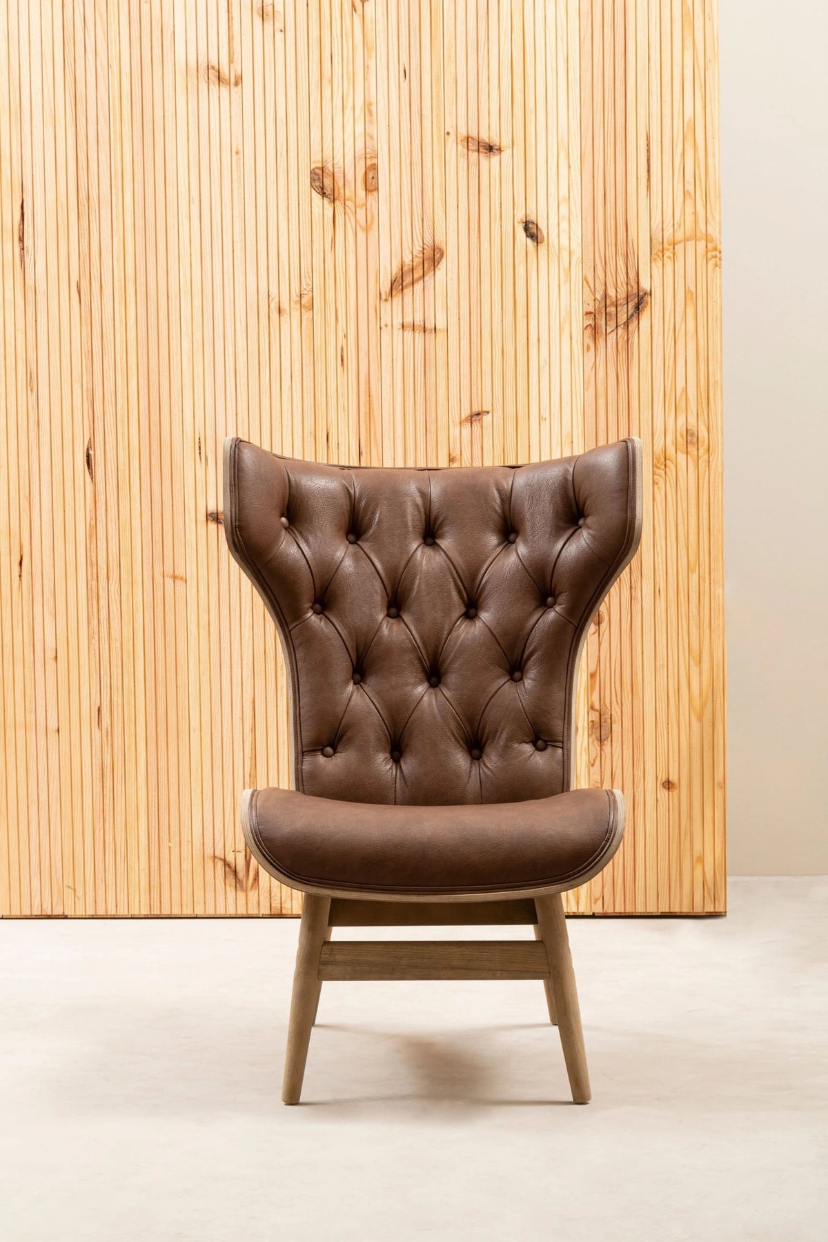 Ashbourne Brown Leather Effect Chair With Winged Back