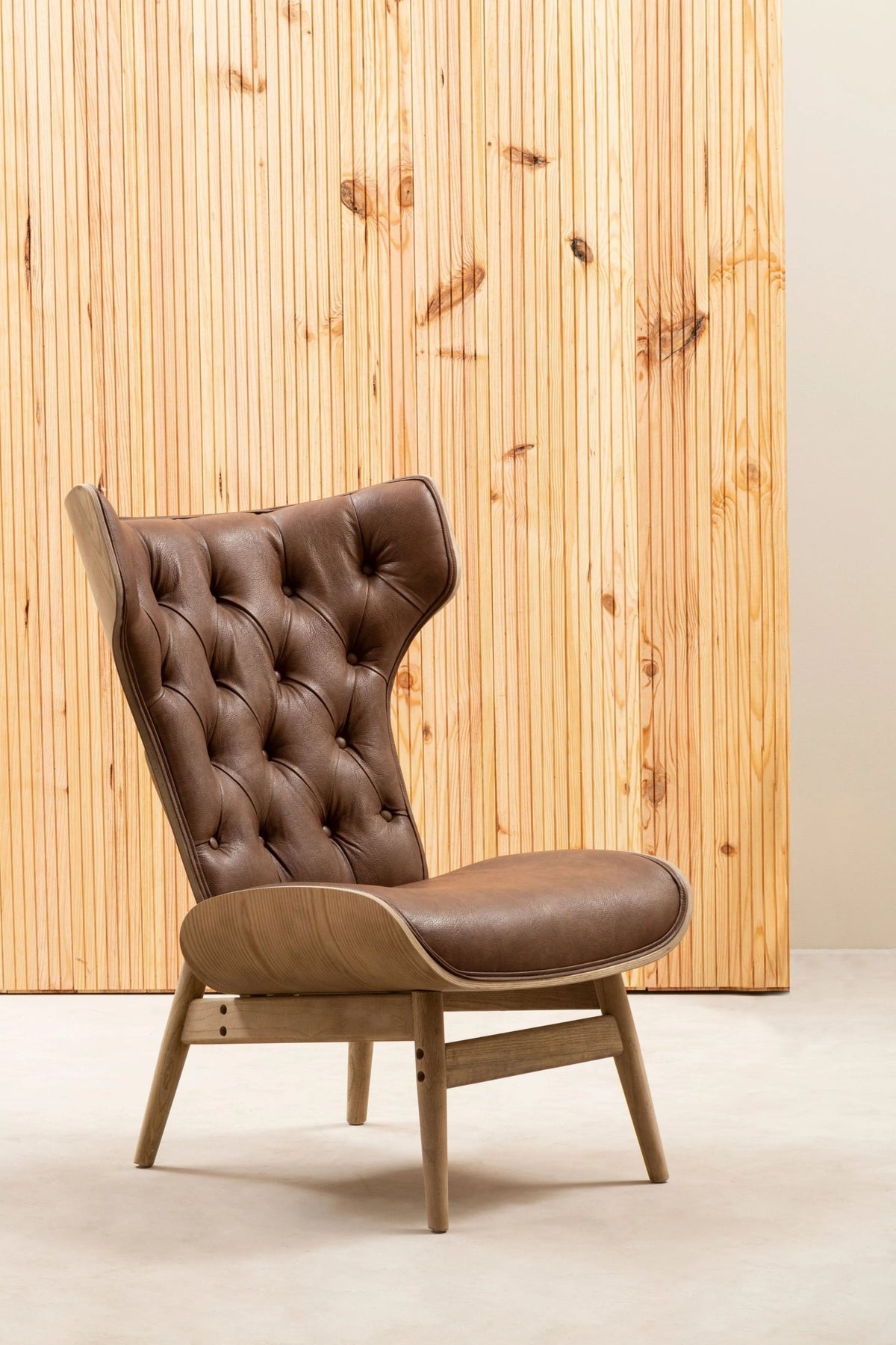 Ashbourne Brown Leather Effect Chair With Winged Back
