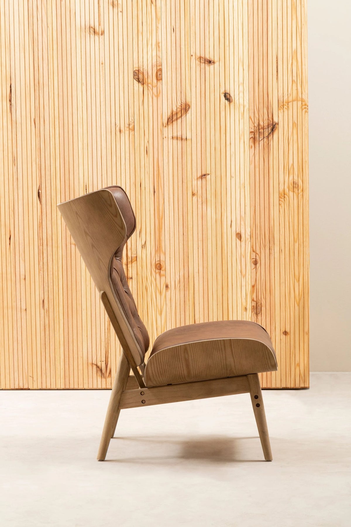 Ashbourne Brown Leather Effect Chair With Winged Back
