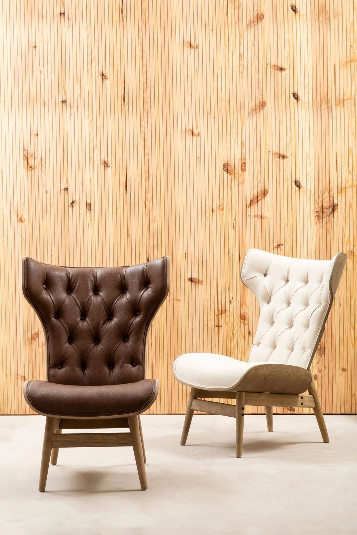 Ashbourne Brown Leather Effect Chair With Winged Back