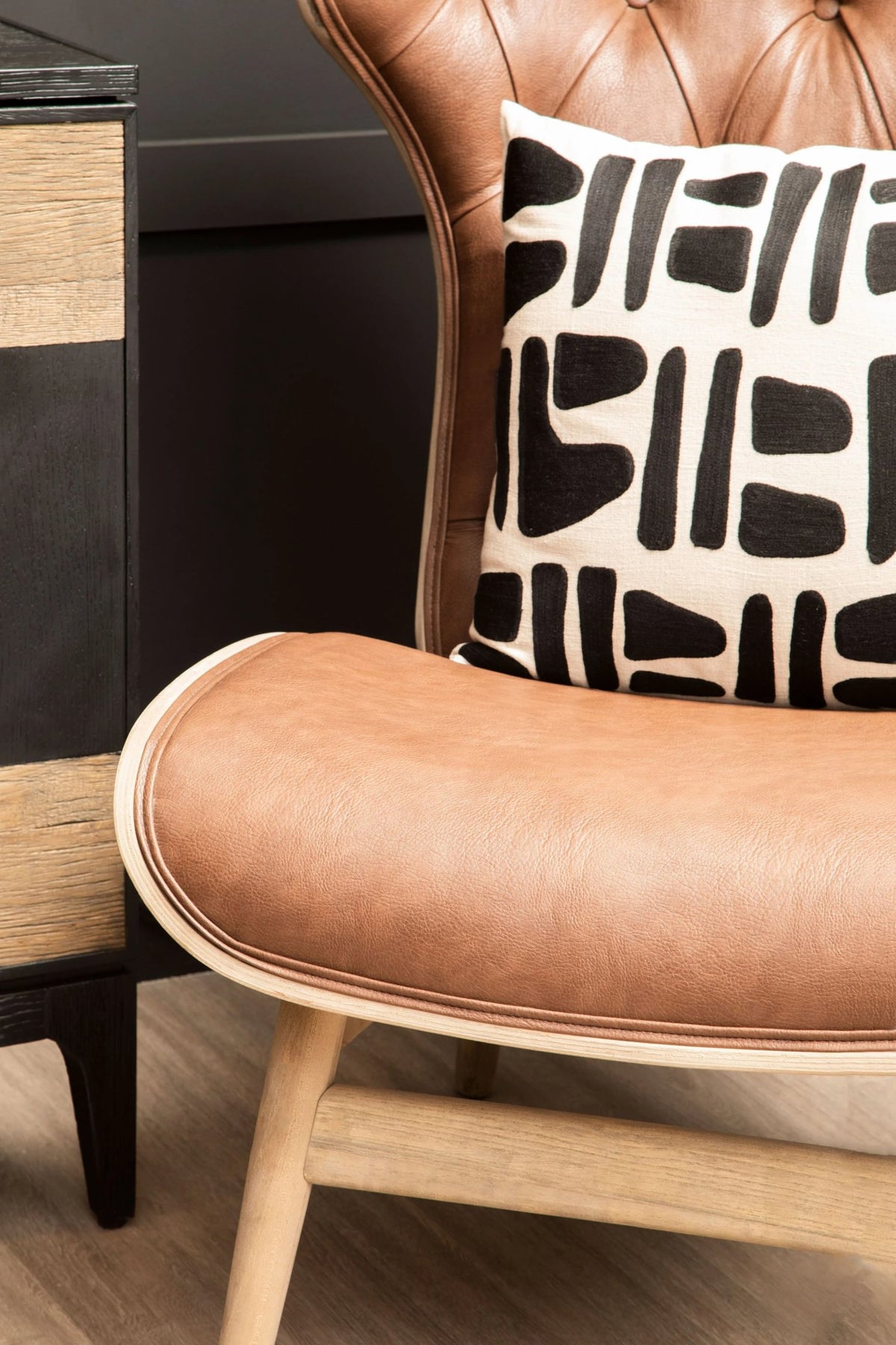 Ashbourne Brown Leather Effect Chair With Winged Back