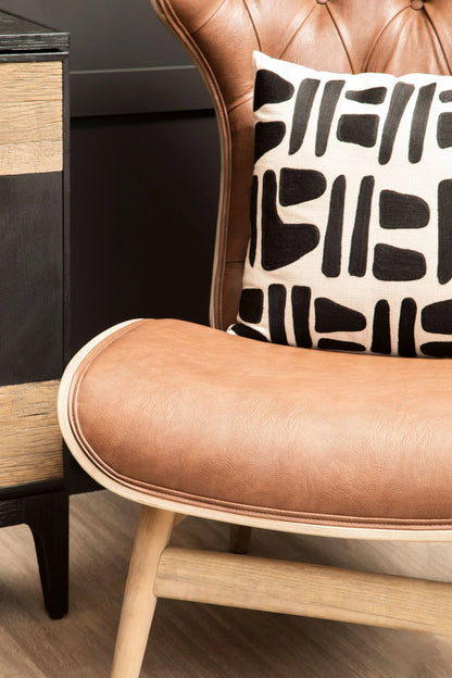 Ashbourne Brown Leather Effect Chair With Winged Back
