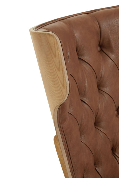 Ashbourne Brown Leather Effect Chair With Winged Back
