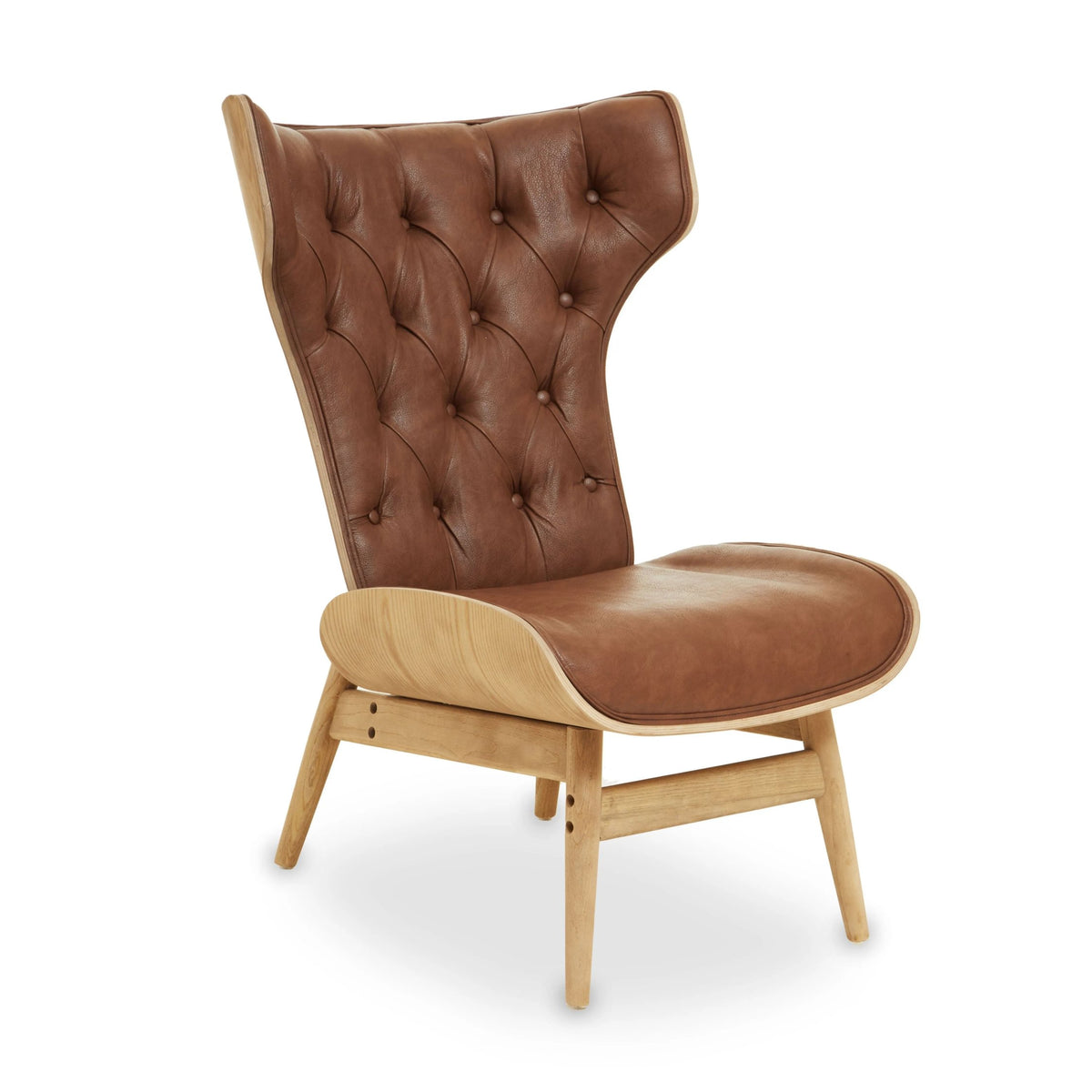 Ashbourne Brown Leather Effect Chair With Winged Back