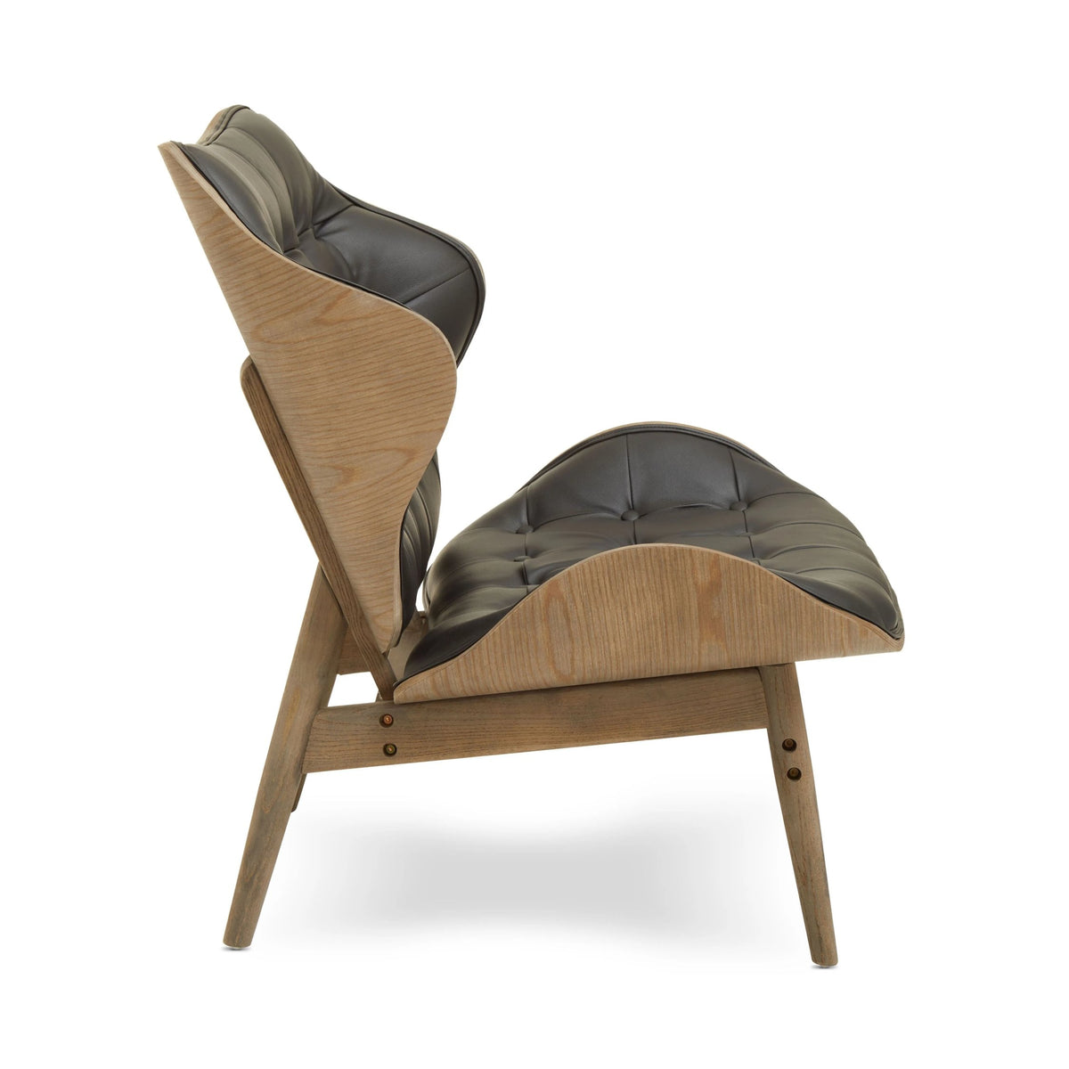 Ashbourne Black Leather Effect Chair With Button Detail