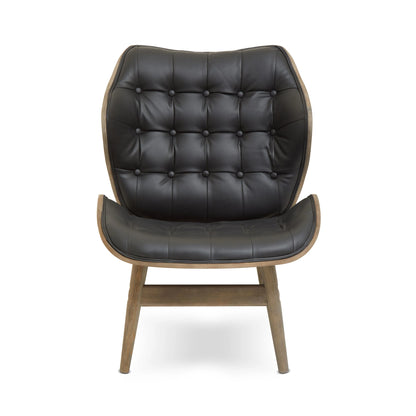 Ashbourne Black Leather Effect Chair With Button Detail