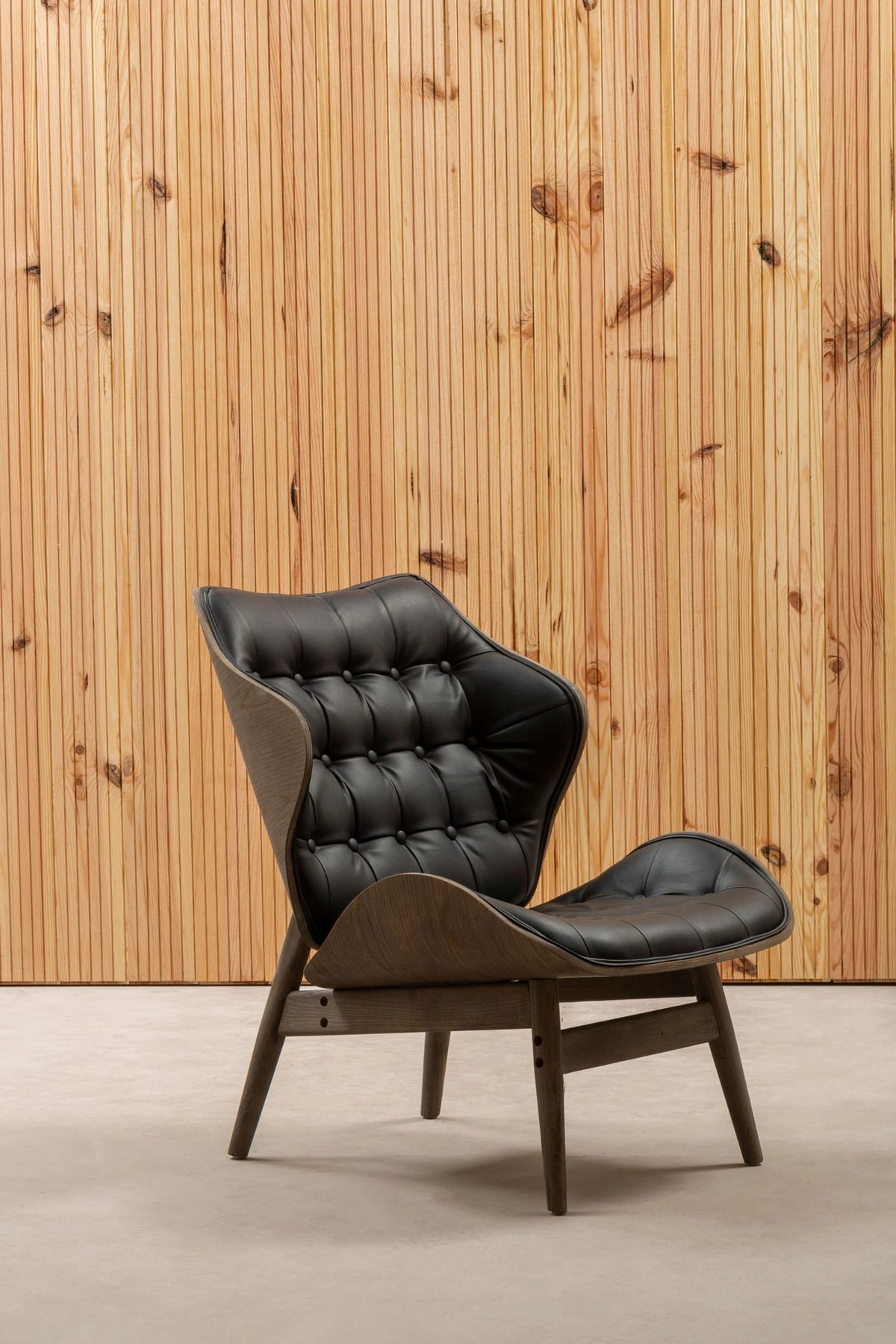 Ashbourne Black Leather Effect Chair With Button Detail
