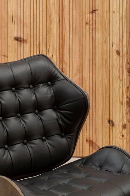 Ashbourne Black Leather Effect Chair With Button Detail