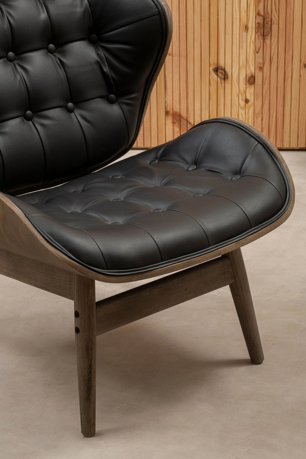 Ashbourne Black Leather Effect Chair With Button Detail
