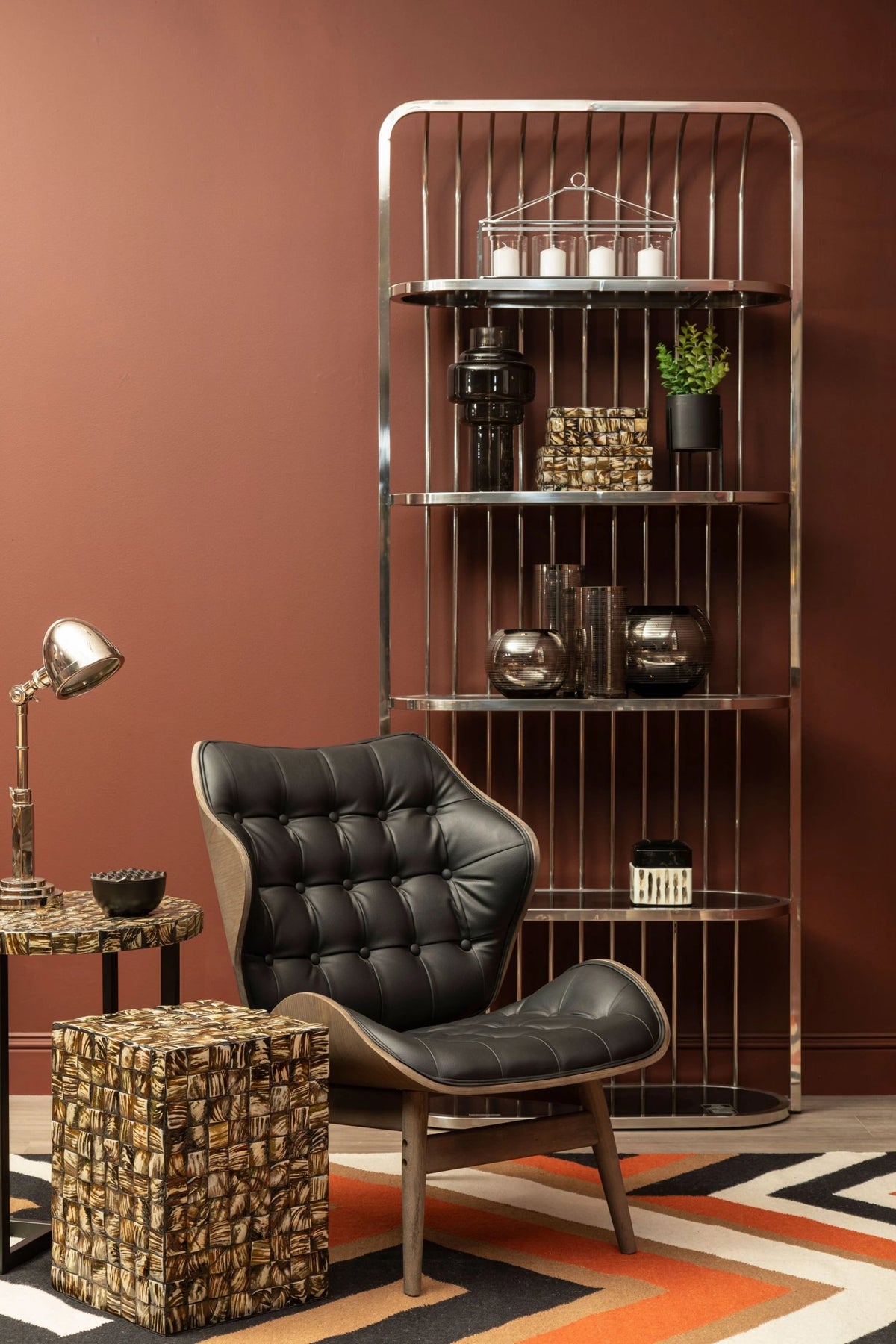 Ashbourne Black Leather Effect Chair With Button Detail
