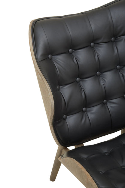 Ashbourne Black Leather Effect Chair With Button Detail
