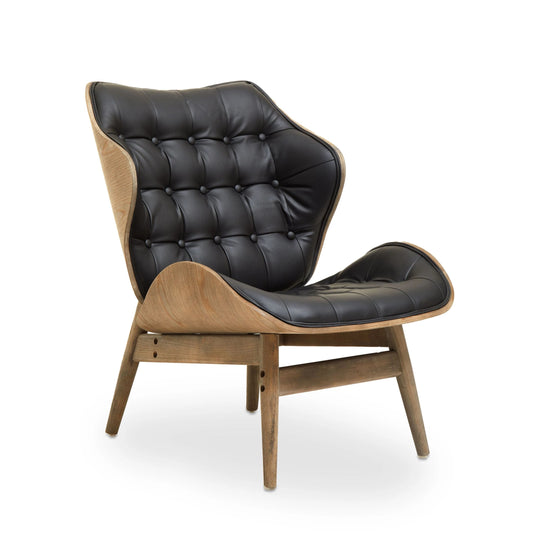 Ashbourne Black Leather Effect Chair With Button Detail